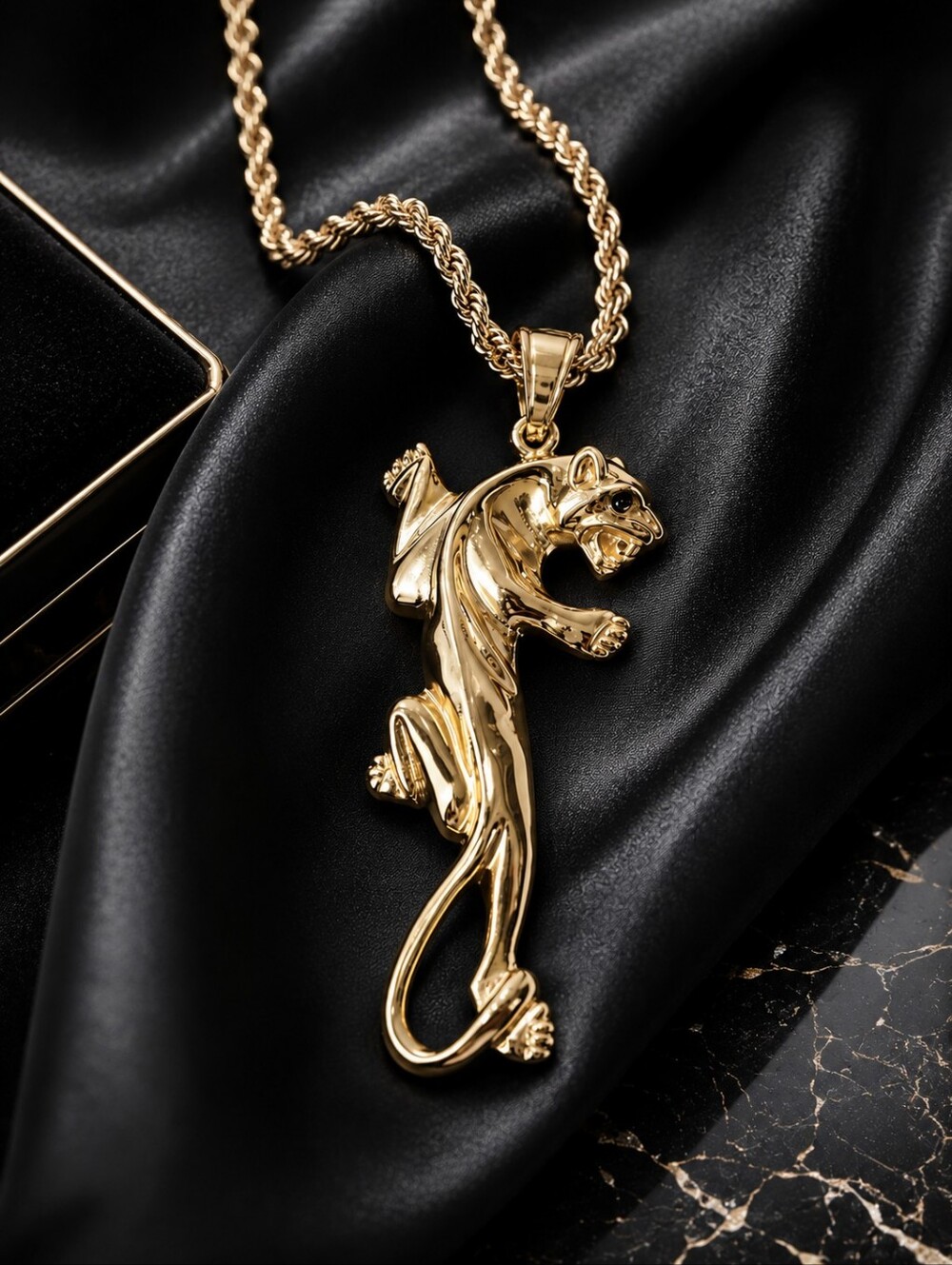 Gold Stainless Steel Panther Necklace